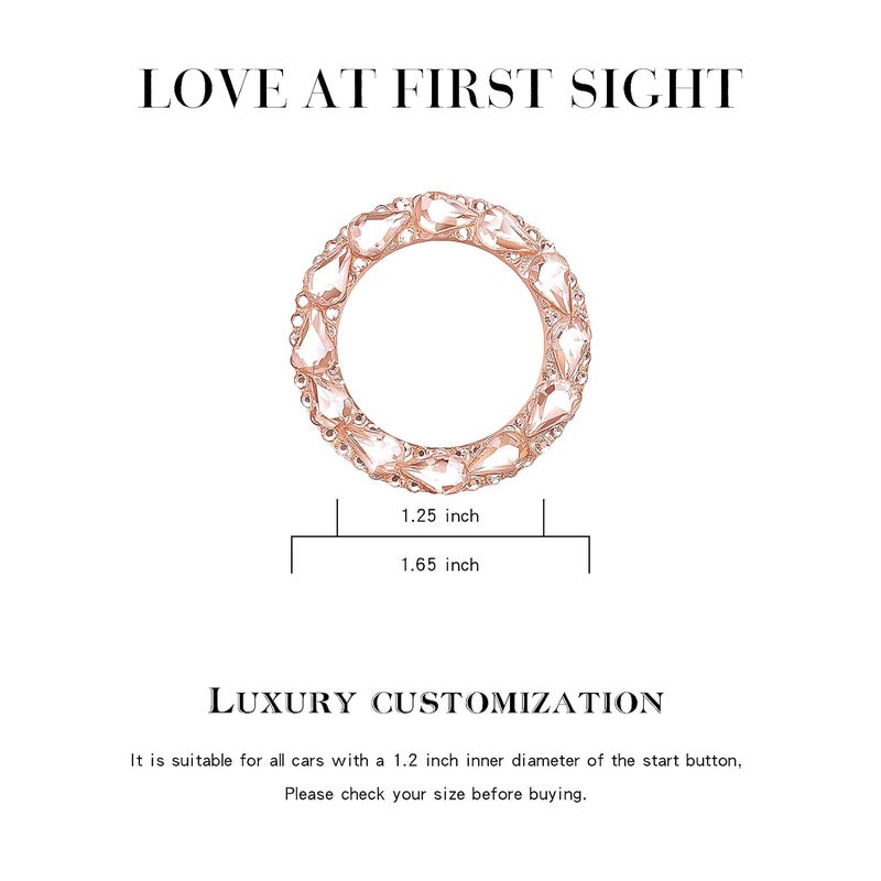 Murimt Bling Car Button Start Button Cover/Sticker for Wowen, Car Engine Start Stop Trim Ring, Shiny Crystal Rhinestone Key Ignition and Knob Ring (Gem Rose Gold)… - Image 3
